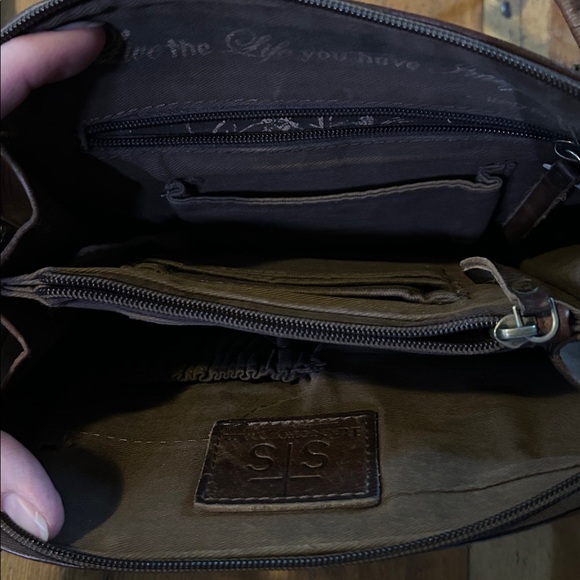 Women's STS Ranchwear brown genuine leather baroness classic crossbody bag purse - Picture 6 of 8